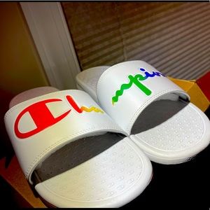 Champion Slides size 10 women’s , 7.5 men’s